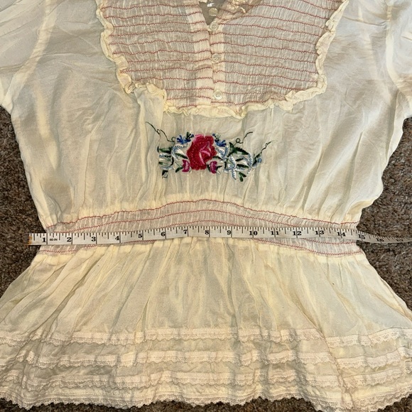 Persaman New York Women’s Long Sleeve Boho Style Cream Top Sz Sz Large NNT - Picture 7 of 11